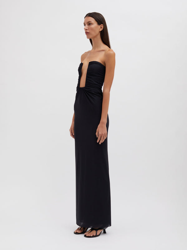 Christopher Esber Plunge Strapless Column Dress Black