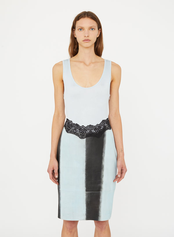 Christopher Esber Ribbed Scuffed Leather Tank Dress Clear Blue Black