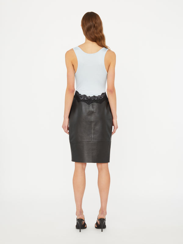 Christopher Esber Ribbed Scuffed Leather Tank Dress Clear Blue Black