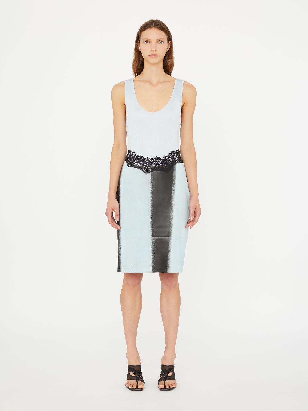 christopher esber Ribbed Scuffed Leather Tank Dress clear blue black