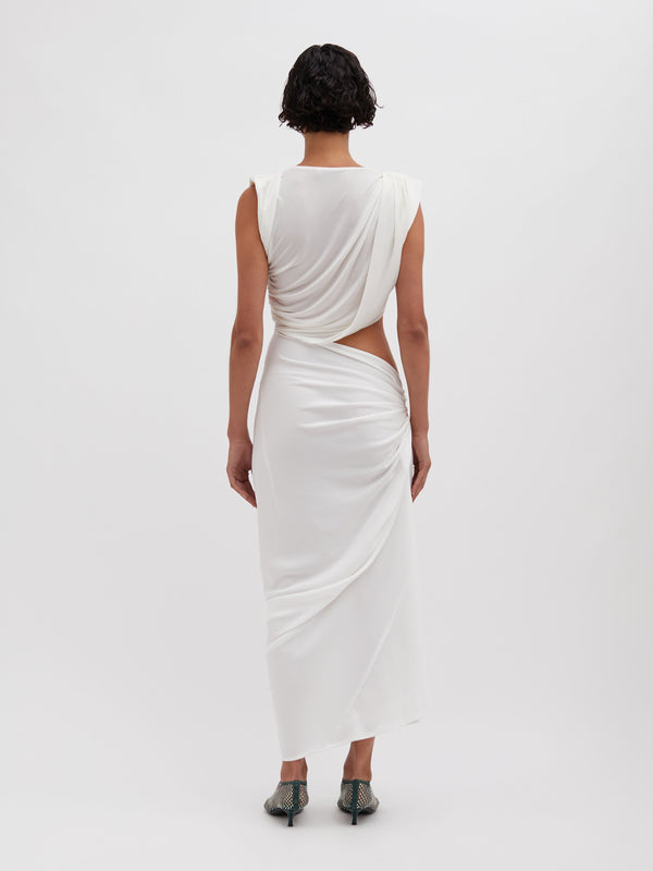 Christopher Esber Ribbed Twist Tank Drape Dress White