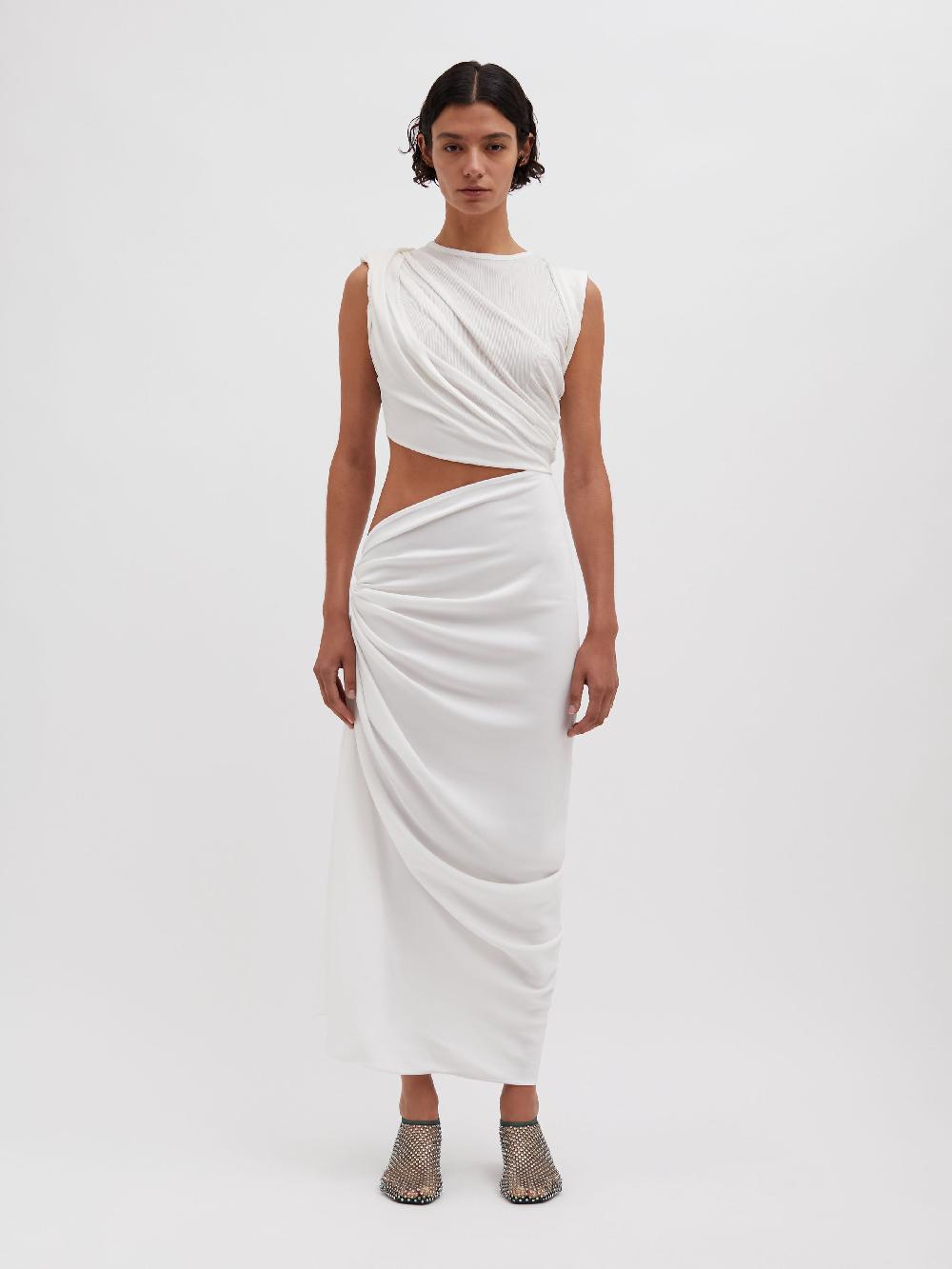 christopher esber Ribbed Twist Tank Drape Dress white