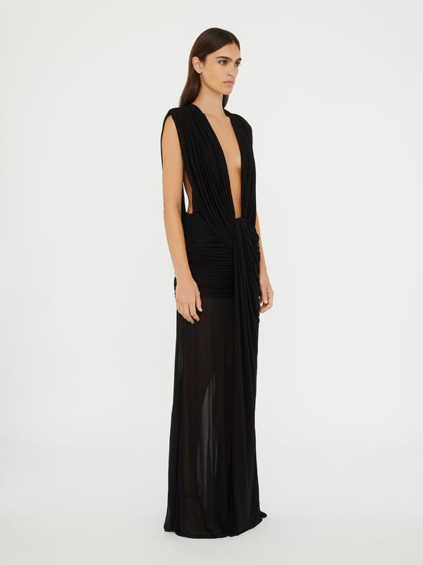 Christopher Esber Ripple Drape Gown White Ripple Drape Gown Black