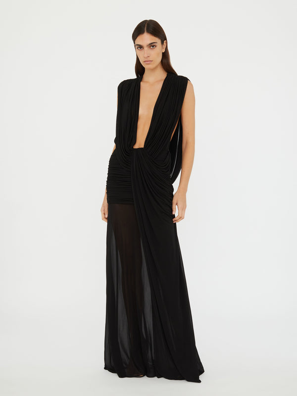 Christopher Esber Ripple Drape Gown White Ripple Drape Gown Black