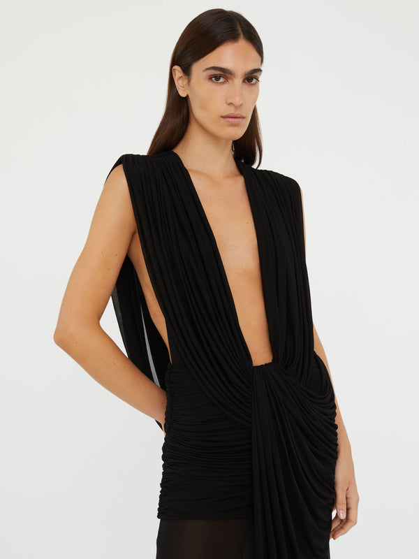 Christopher Esber Ripple Drape Gown White Ripple Drape Gown Black