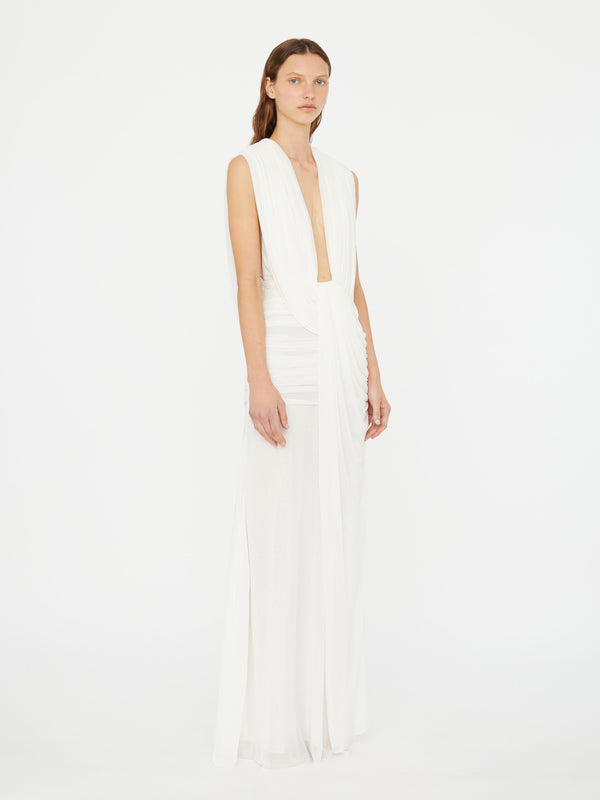 Christopher Esber Ripple Drape Gown White Ripple Drape Gown Black