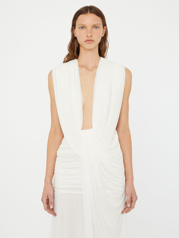 Christopher Esber Ripple Drape Gown White Ripple Drape Gown Black