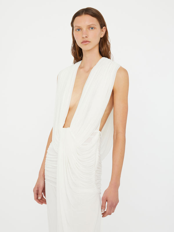 Christopher Esber Ripple Drape Gown White Ripple Drape Gown Black
