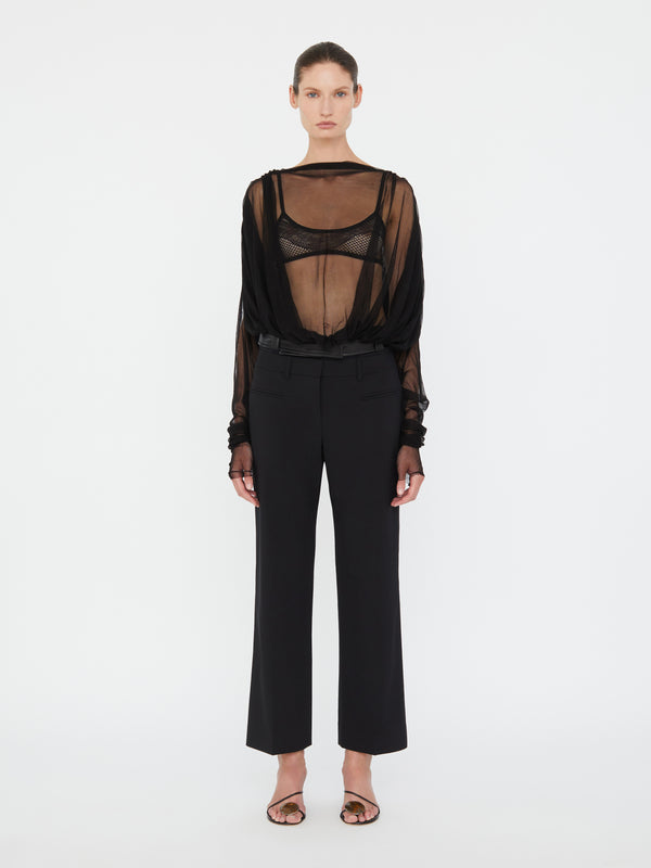 Christopher Esber Ripple Tulle Circular Bodysuit Black