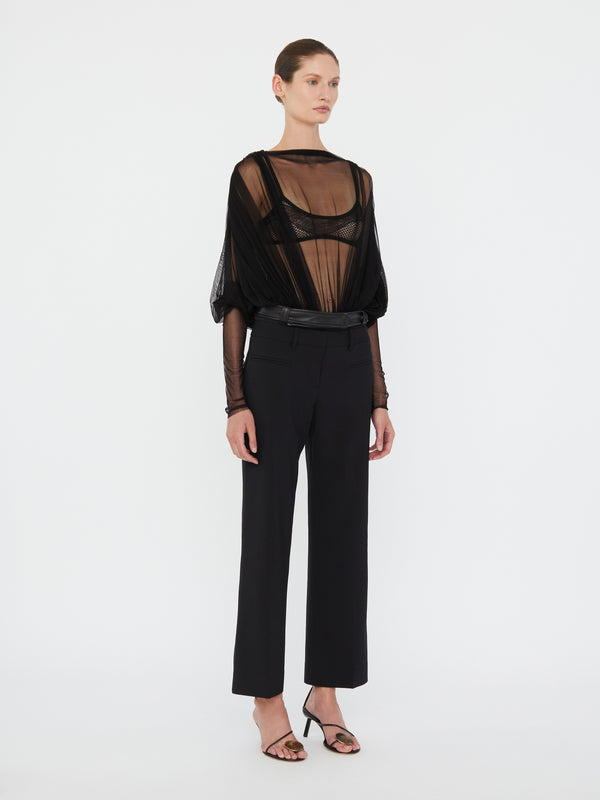 Christopher Esber Ripple Tulle Circular Bodysuit Black