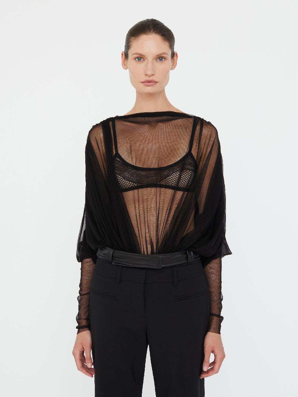 christopher esber Ripple Tulle Circular Bodysuit black