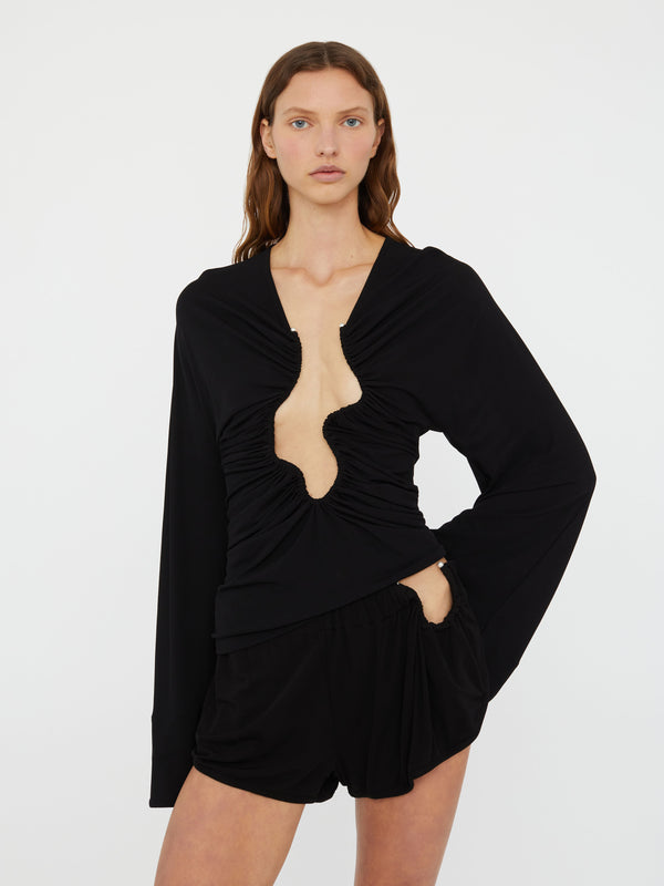 Christopher Esber Ruched Crescent Jersey Boxer Short Black