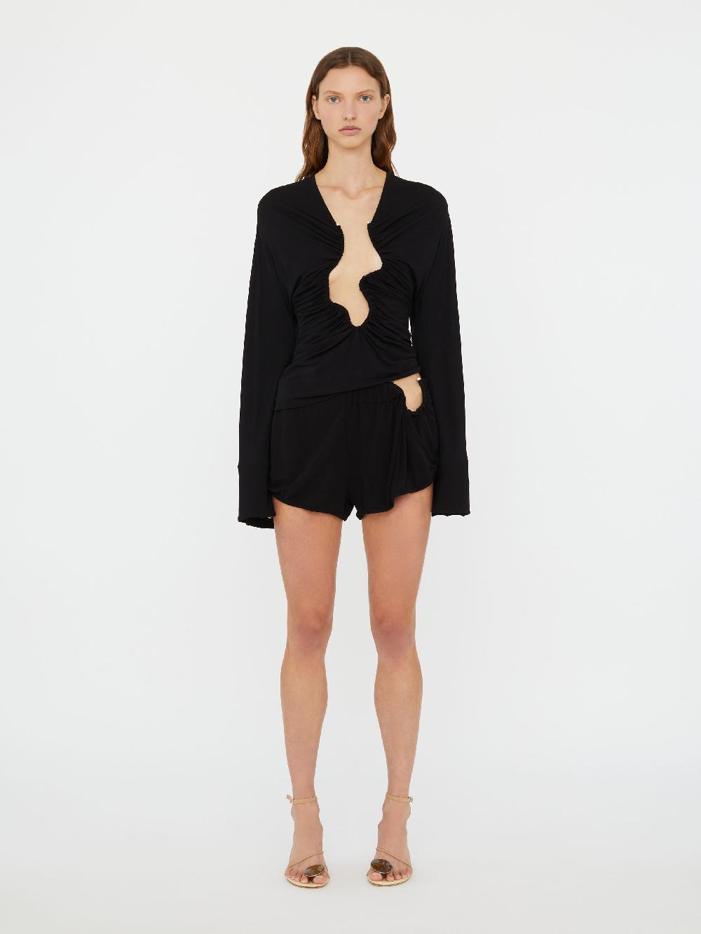 christopher esber Ruched Crescent Jersey Boxer Short black