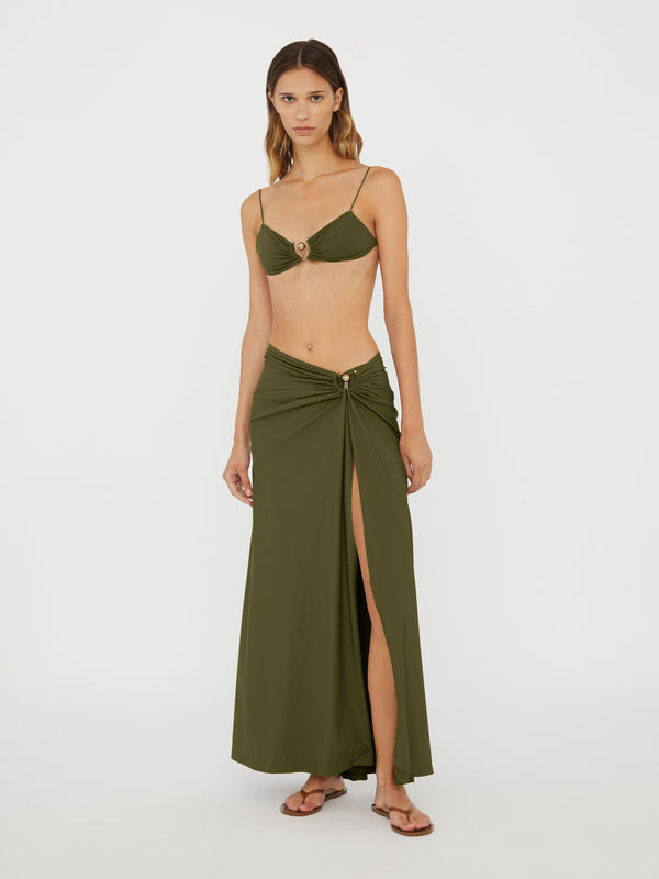 Christopher Esber Ruched Orbit Split Skirt Kombu Ruched Orbit Split Skirt Black