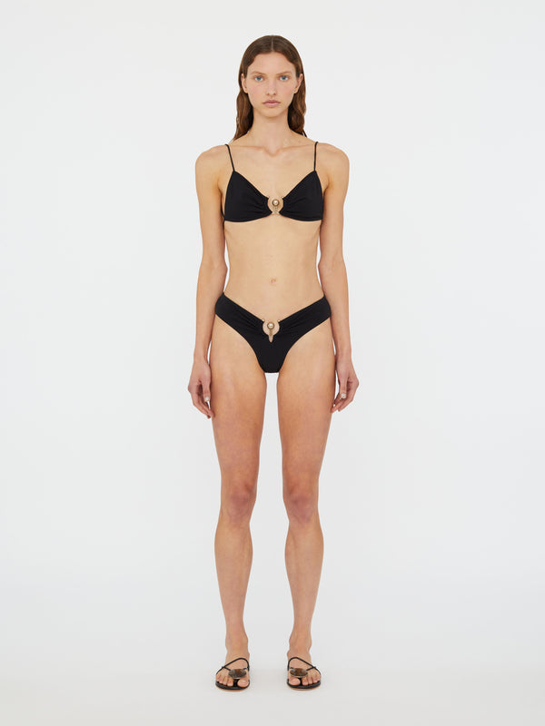 Christopher Esber Ruched Orbit Triangle Bikini Top Black Ruched Orbit Triangle Bikini Top Lake