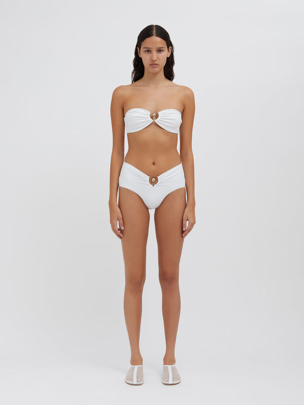 Christopher Esber Ruched Prong Bandeau White Ruched Prong Bandeau Black Ruched Prong Bandeau Charcoal Ruched Prong Bandeau Eucalypt