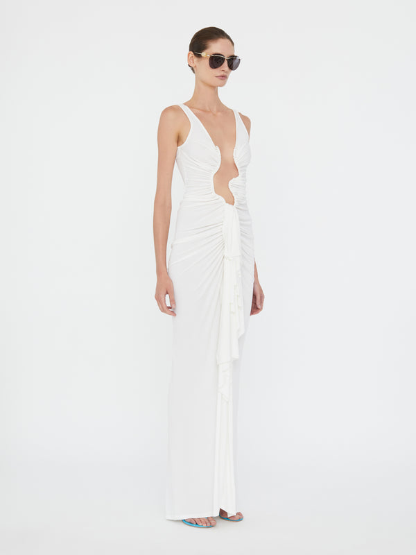 Christopher Esber Salacia Jersey Drape Dress White Salacia Jersey Drape Dress Cedar