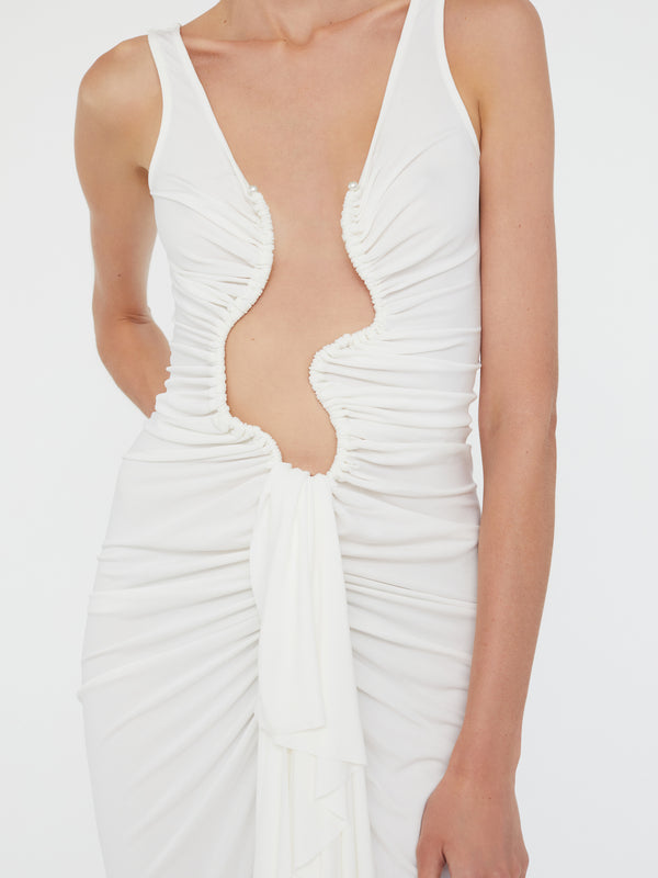 Christopher Esber Salacia Jersey Drape Dress White Salacia Jersey Drape Dress Cedar