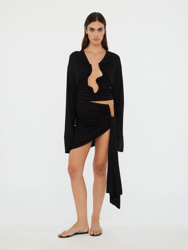 Christopher Esber Salacia Ruched Long Sleeve Top Black