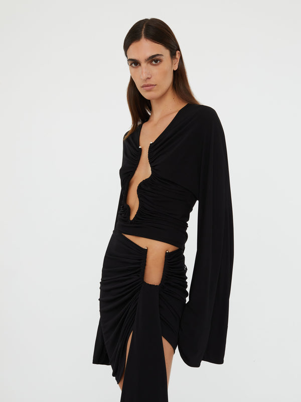 Christopher Esber Salacia Ruched Long Sleeve Top Black