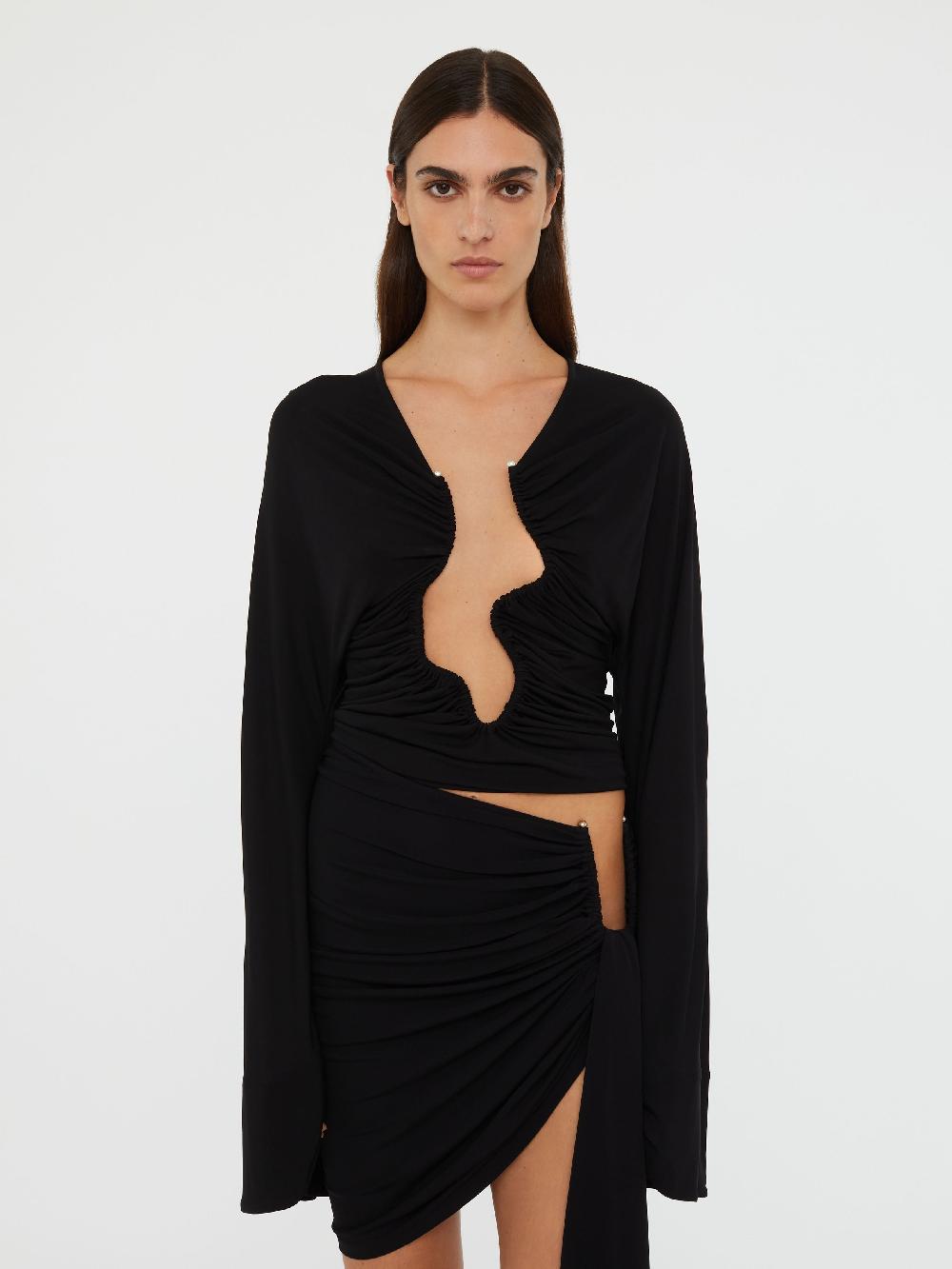 christopher esber Salacia Ruched Long Sleeve Top black