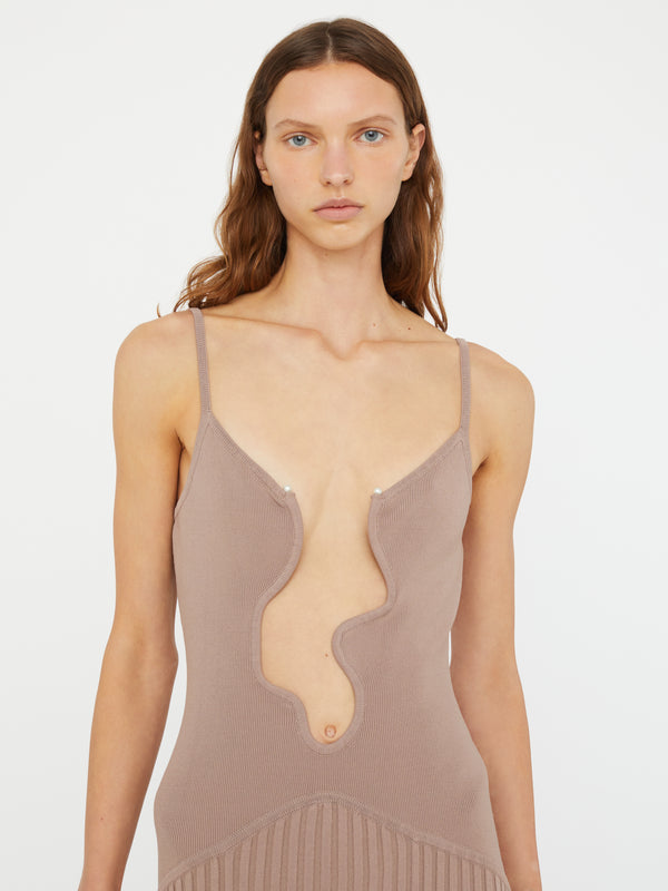 Christopher Esber Salacia Wire Sunray Dress Mushroom Salacia Wire Sunray Dress White