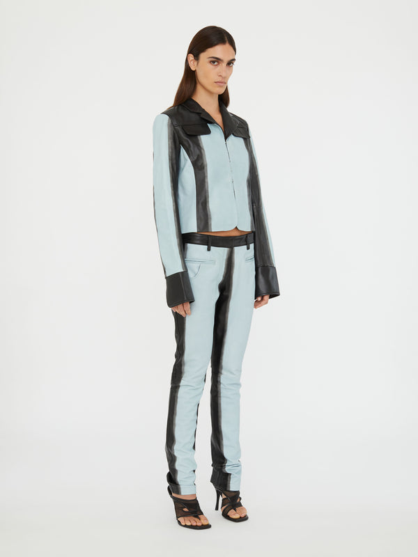 Christopher Esber Scuffed Leather Jacket Clear Blue Black