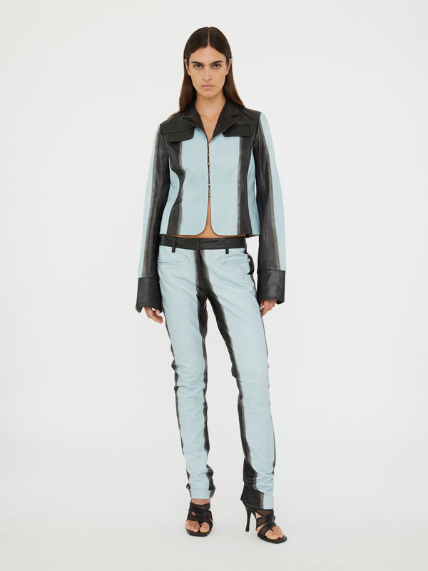 Christopher Esber Scuffed Leather Jacket Clear Blue Black