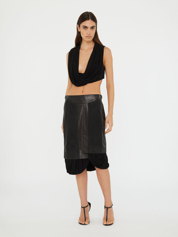 Christopher Esber Scuffed Leather Jersey Skirt Black