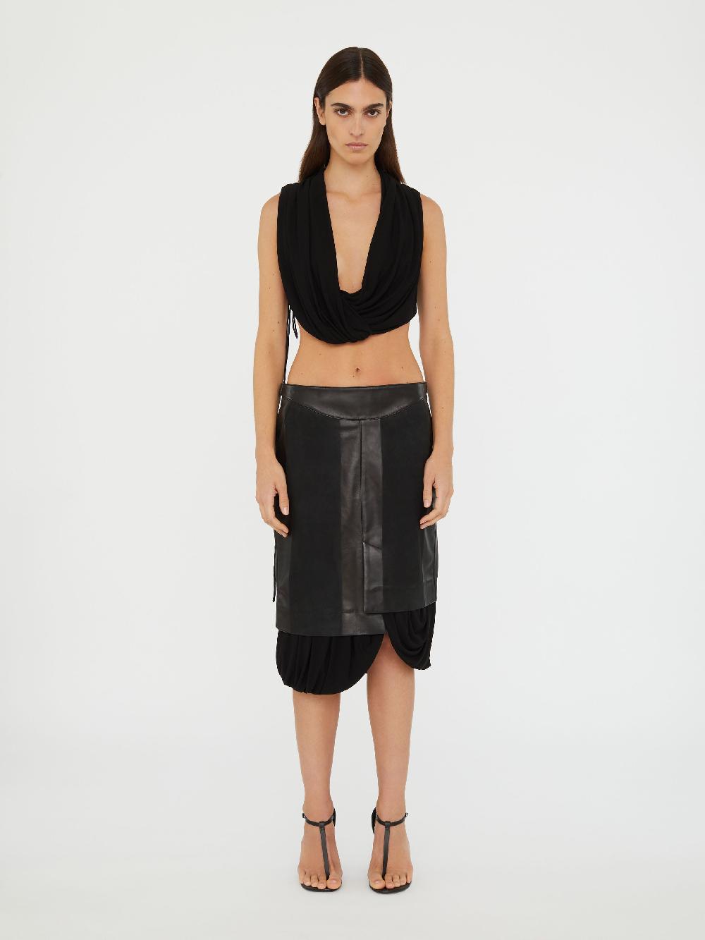 christopher esber Scuffed Leather Jersey Skirt black