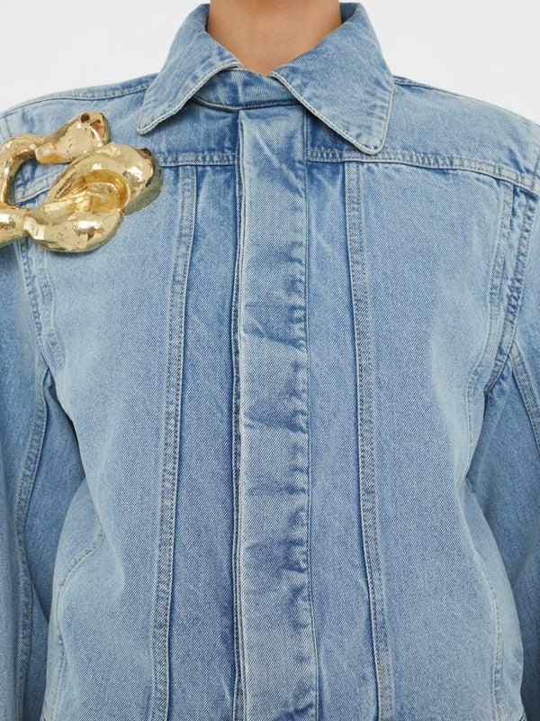 Christopher Esber Sculptured Corsage Denim Jacket Indigo