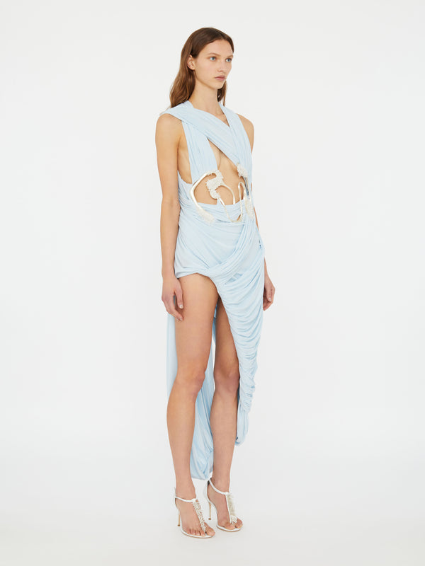 Christopher Esber Sculptured Draped Tank Dress Clear Blue