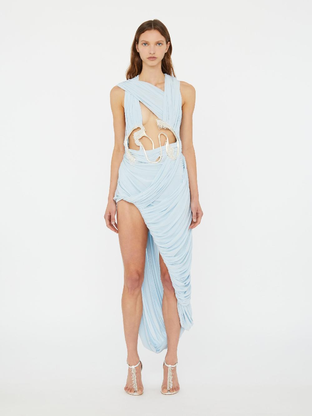 christopher esber Sculptured Draped Tank Dress clear blue