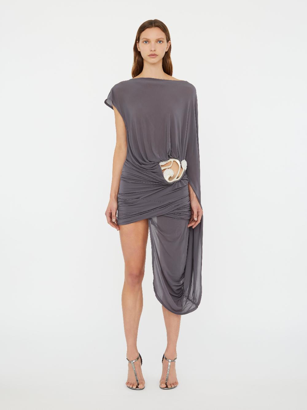 christopher esber Sculptured Extended Loop Mini Dress shadow grey