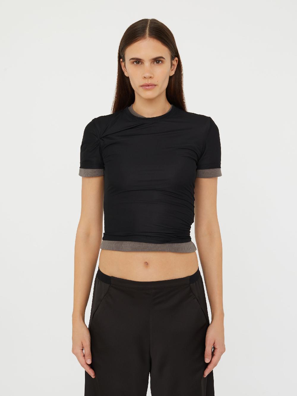 christopher esber Sheer Overlay Loophole Rib Tee black shadow grey Sheer Overlay Loophole Rib Tee white heather grey