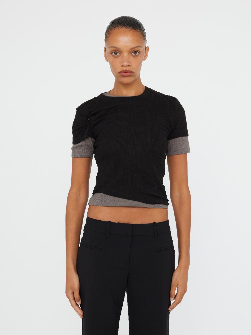 christopher esber Sheer Ribbed Overlay Loophole Tee black shadow grey Sheer Ribbed Overlay Loophole Tee clear blue multi Sheer Ribbed Overlay Loophole Tee melon white Sheer Ribbed Overlay Loophole Tee white heather grey