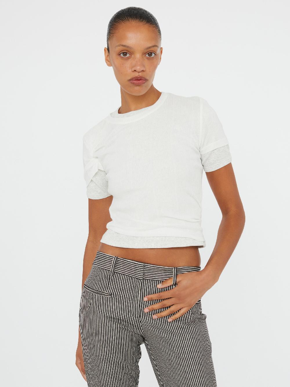 christopher esber Sheer Ribbed Overlay Loophole Tee white heather grey Sheer Ribbed Overlay Loophole Tee clear blue multi Sheer Ribbed Overlay Loophole Tee melon white Sheer Ribbed Overlay Loophole Tee black shadow grey