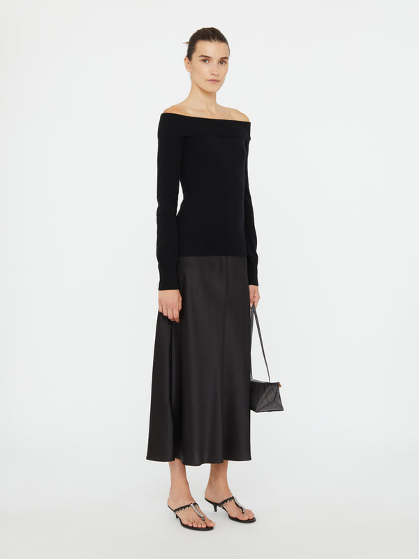 Christopher Esber Shoulderless Cashmere Monument Dress Black