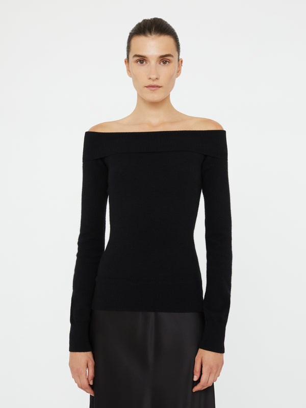 Christopher Esber Shoulderless Cashmere Monument Dress Black