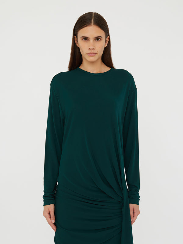 Christopher Esber Side Cowl Drape Extension Dress Evergreen Side Cowl Drape Extension Dress White