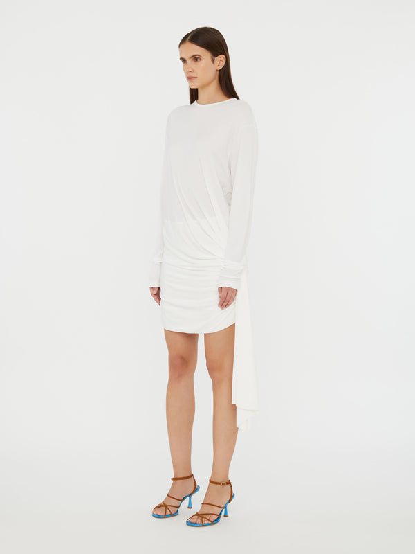 Christopher Esber Side Cowl Drape Extension Dress White Side Cowl Drape Extension Dress Evergreen