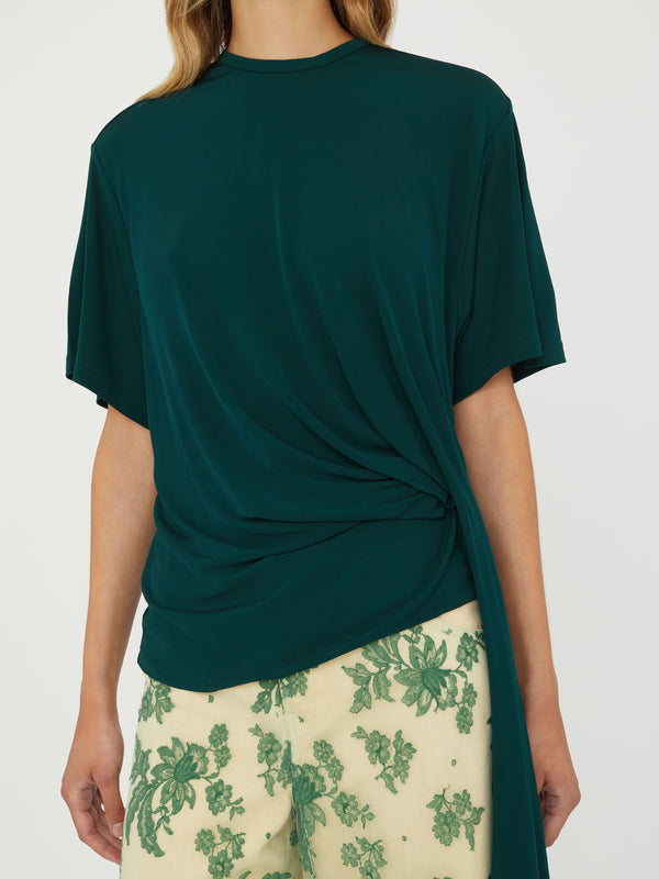 Christopher Esber Side Cowl Drape Extension Tee Evergreen Side Cowl Drape Extension Tee Black