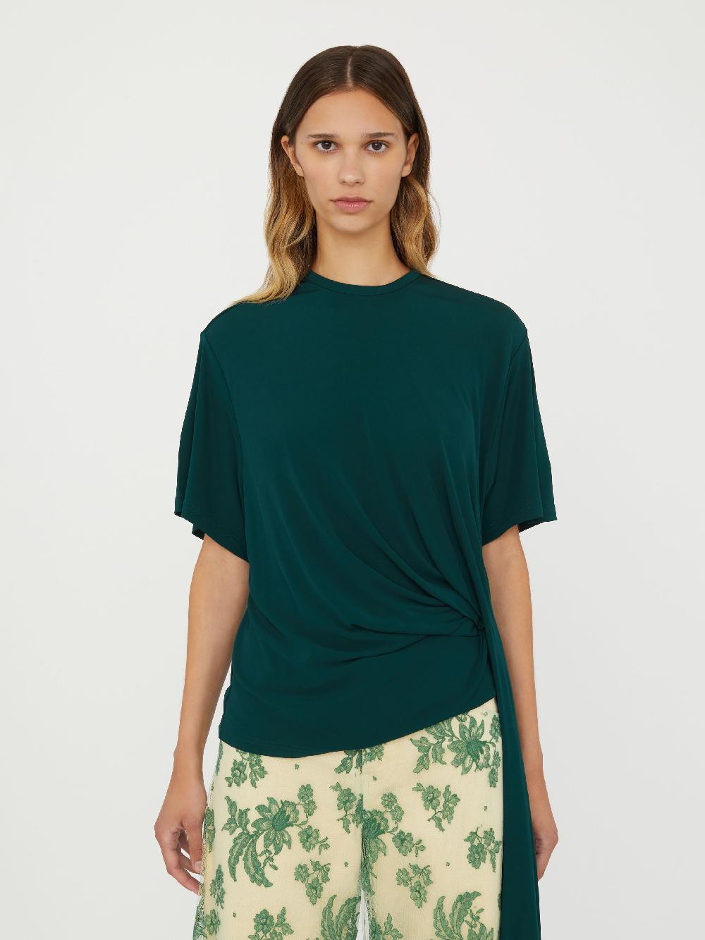 christopher esber Side Cowl Drape Extension Tee evergreen Side Cowl Drape Extension Tee black