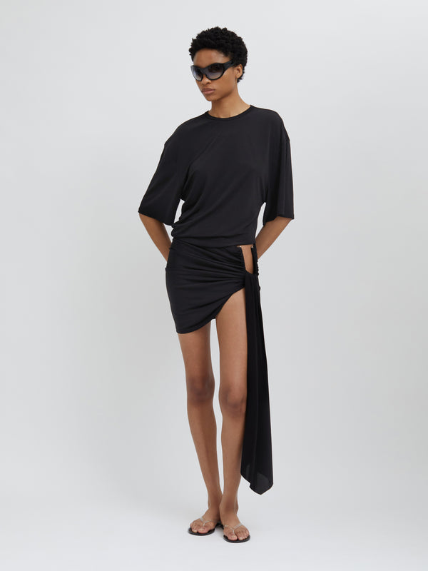 Christopher Esber Side Cowl Waist Tee Black Side Cowl Waist Tee White