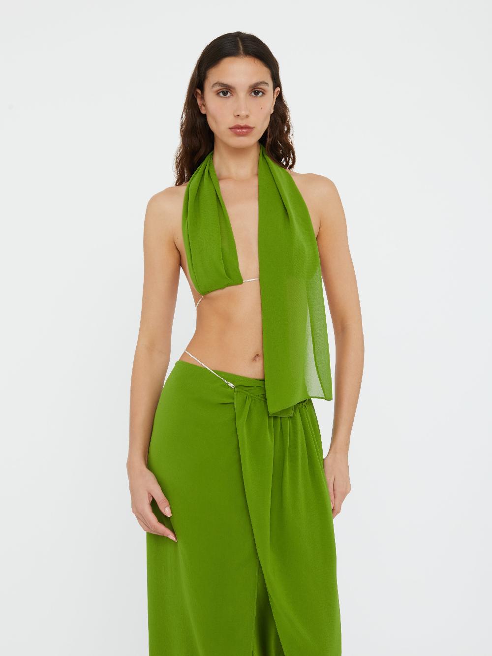 christopher esber Silk Scarf Chain Bra Top cactus Silk Scarf Chain Bra Top yves blue