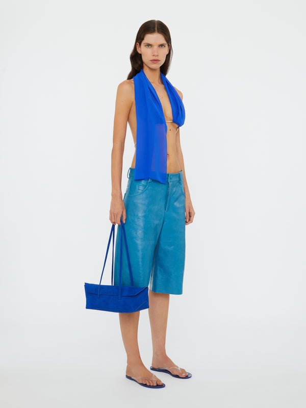 Christopher Esber Silk Scarf Chain Bra Top Yves Blue Silk Scarf Chain Bra Top Cactus