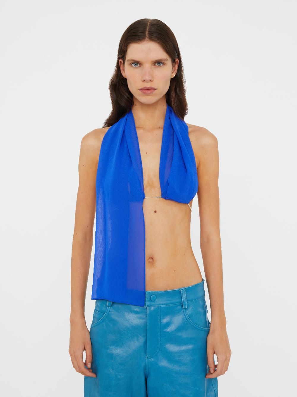 christopher esber Silk Scarf Chain Bra Top yves blue Silk Scarf Chain Bra Top cactus