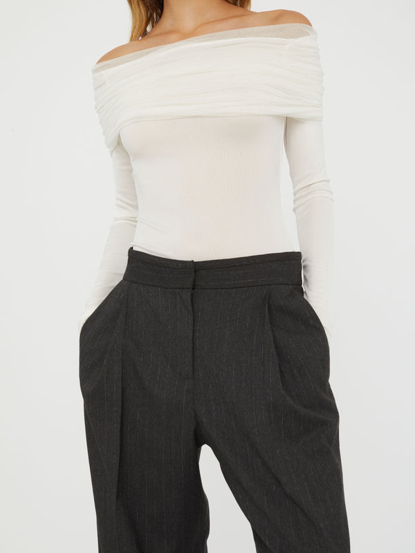 Christopher Esber Sonora Veiled Long Sleeve Top White Sonora Veiled Long Sleeve Top Black