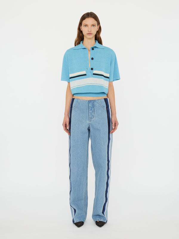 Christopher Esber Straccio Knitted Clean Polo Cielo Blue Multi