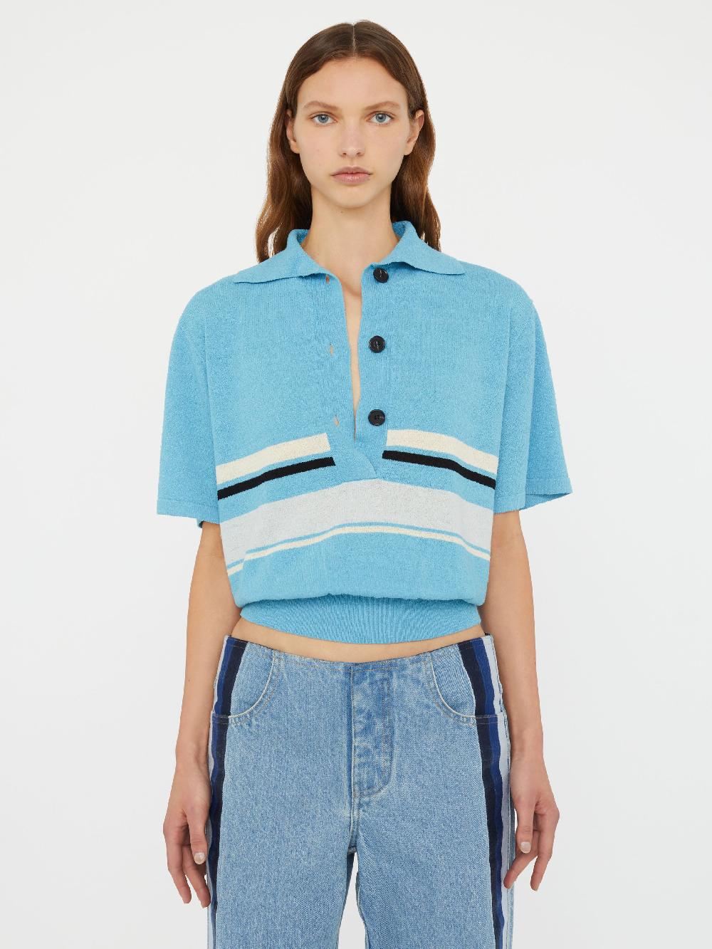 christopher esber Straccio Knitted Clean Polo cielo blue multi
